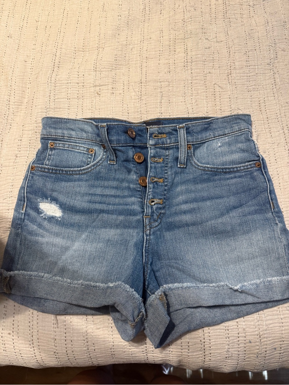 J. Crew Light Blue High-Rise Button-Fly Denim Shorts